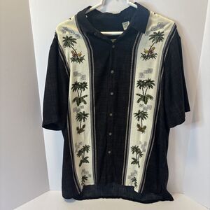 Batik Bay Men’s L Short Sleeve Button Up Hawaiian Shirt, Palm Trees & Cocktails